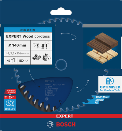 Bosch EXPERT Wood 무선 140mm 원형 톱날.