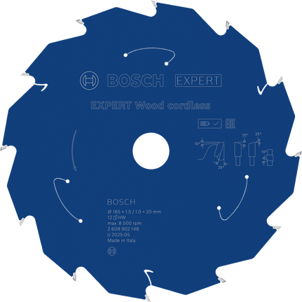 Bosch EXPERT Wood 무선 원형 톱날 165mm.
