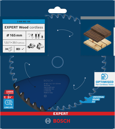 Bosch EXPERT Wood 무선 165×1.5/1×20 mm T36 톱날.