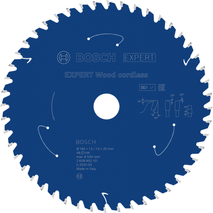 Bosch EXPERT Wood 무선 원형 톱날, 48개 이빨.