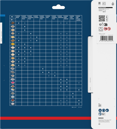 Bosch EXPERT 스테인리스 스틸 원형 톱날 255 x 2.5/2.2 x 25.4 mm T50 패키징.