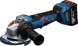 18V 배터리가 장착된 Bosch GWS18V-11PS 각도 그라인더.