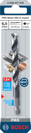 Bosch PRO 메탈 HSS-G 임팩트 6.5×107mm 드릴 비트.