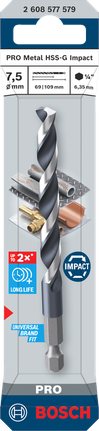 Bosch PRO 메탈 HSS-G 임팩트 7.5×109mm 드릴 비트.