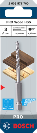 Bosch PRO Wood HSS 3mm 브래드 포인트 드릴 비트.