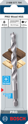 Bosch 8mm PRO 우드 HSS 브래드 포인트 드릴 비트 3/8″.