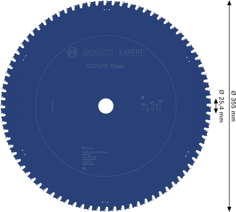 EXPERT Steel 원형 톱날, 355 x 2.6/2.2 x 25.4mm, T80 Bosch EXPERT 강철 원형 톱날 355mm T80.