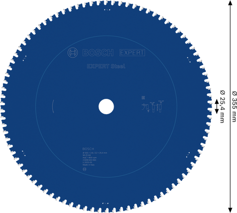 EXPERT Steel 원형 톱날, 355 x 2.6/2.2 x 25.4mm, T90 금속 절단용 Bosch EXPERT 강철 원형 톱날 355mm T90.