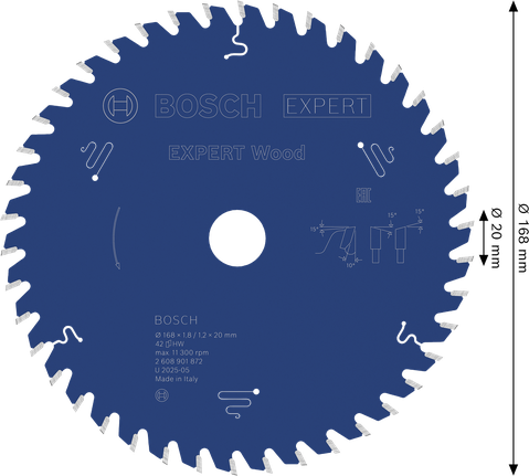 Bosch EXPERT Wood 원형 톱날 168mm T42.