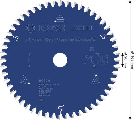 Bosch EXPERT 고압 라미네이트 원형 톱날, 직경 168mm.