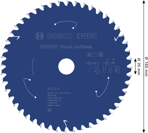 Bosch EXPERT Wood 무선 원형 톱날 165mm T48.