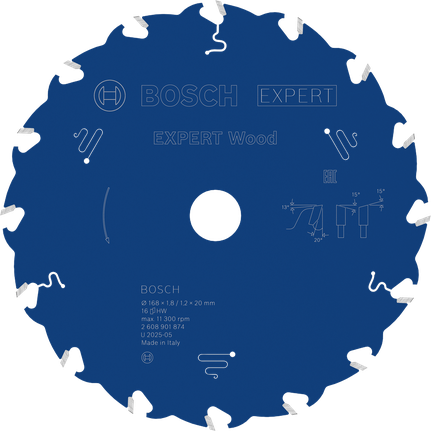 Bosch EXPERT Wood 원형 톱날, 168mm T16.