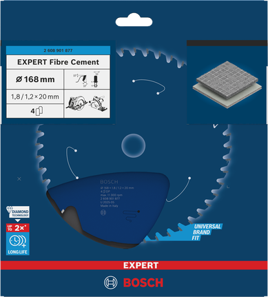 Bosch EXPERT 파이버 시멘트 원형 톱날 168×1.8/1.2×20 mm.