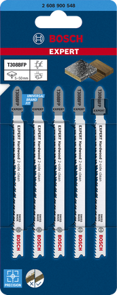 Bosch EXPERT 하드우드 2면 클린 T308BFP 톱날 5개 팩.