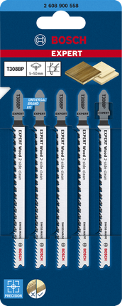 Bosch EXPERT Wood 2면 클린 T308BP 톱날, 5개 팩.