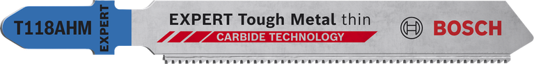 EXPERT Tough Metal thin T118AHM 직쏘날, 3개 Bosch EXPERT Tough Metal T118AHM 톱날, 카바이드 톱니.