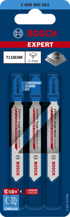 EXPERT Tough Metal medium T118EHM 직쏘날, 3개 Bosch EXPERT Tough Metal T118EHM 톱날, 카바이드.