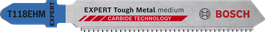 카바이드 이빨이 달린 Bosch EXPERT Tough Metal T118EHM 톱날.