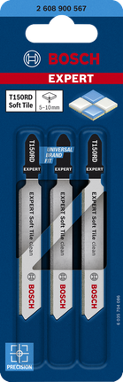 EXPERT Soft Tile Clean T150RD 직쏘날, 3개 Bosch EXPERT 소프트 타일 클린 T150RD 다이아몬드 퍼즐 블레이드.