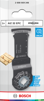 Bosch AIZ 32 EPC 스타록 목재 절단 블레이드 32×50 mm 5개.