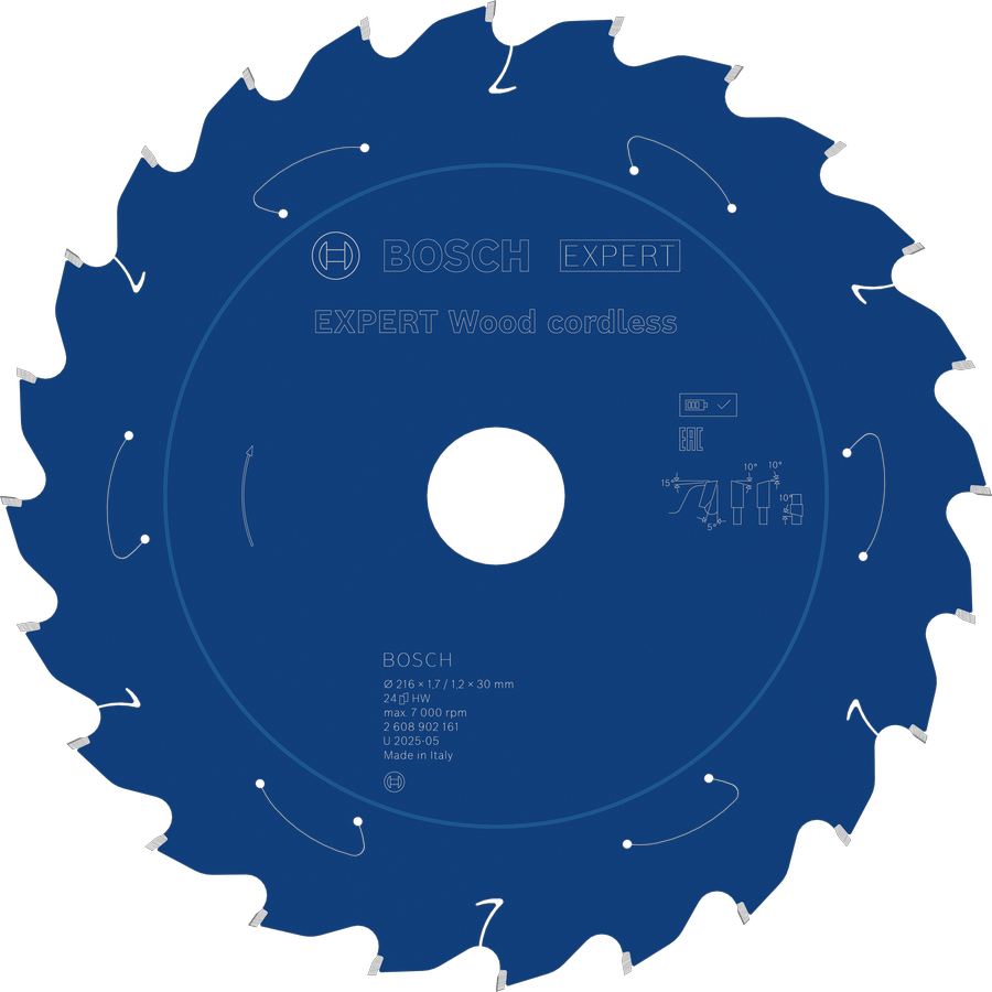 Bosch EXPERT Wood 무선 원형 톱날, 216mm T24.