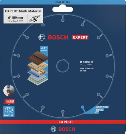 Bosch EXPERT 다중 소재 카바이드 절단 디스크 180mm.