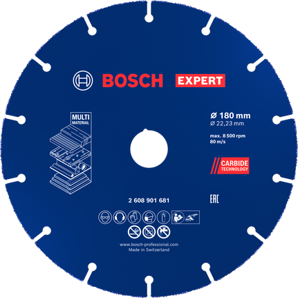 Bosch EXPERT 멀티 머티리얼 카바이드 절단 디스크 180mm.