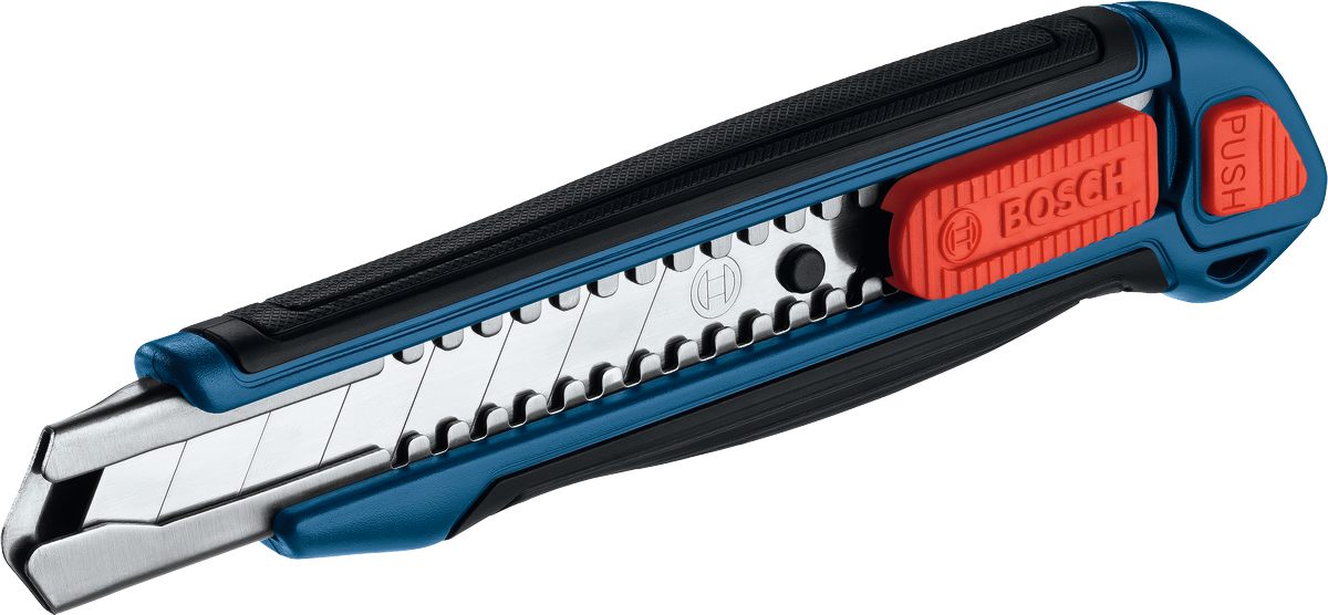 부드러운 그립이 달린 Bosch 18mm 스냅오프 커터 나이프.