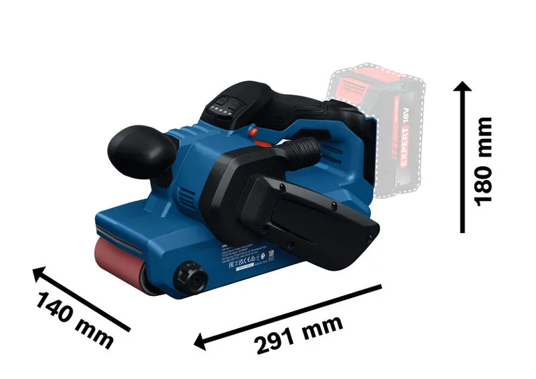 Bosch GBS18V-75 벨트 샌더, 길이 291mm.