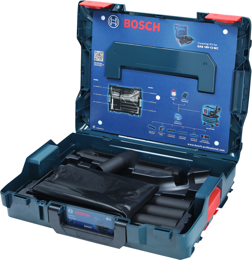 휴대용 케이스가 포함된 Bosch GAS 18V-12 MC용 청소 키트.