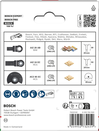 Bosch 목재 및 소프트 메탈 블레이드 세트 3개.