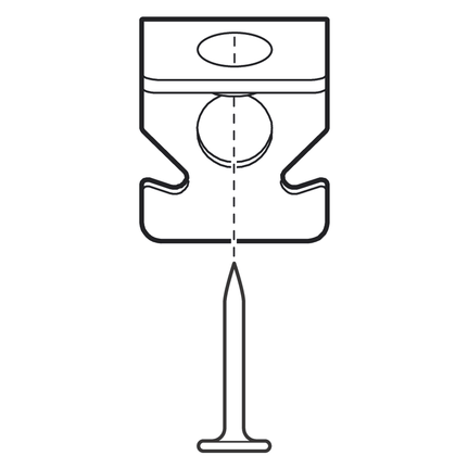 못이 박힌 천장 걸이.
