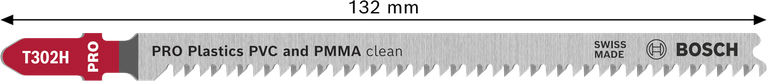 PVC와 PMMA를 깨끗하게 절단할 수 있는 Bosch T302H 톱날입니다.