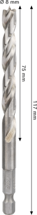 Bosch PRO 우드 HSS 브래드 포인트 드릴 비트 8x75x117mm.