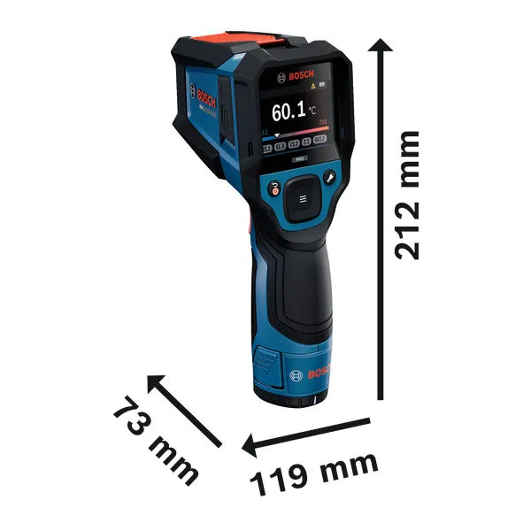 Bosch GIS 800 열 감지기, 치수가 표시되어 있습니다.