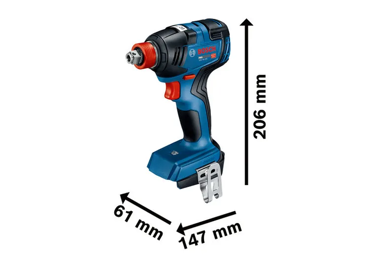 Bosch GDX 18V-200 무선 임팩트 드라이버 (크기 포함).
