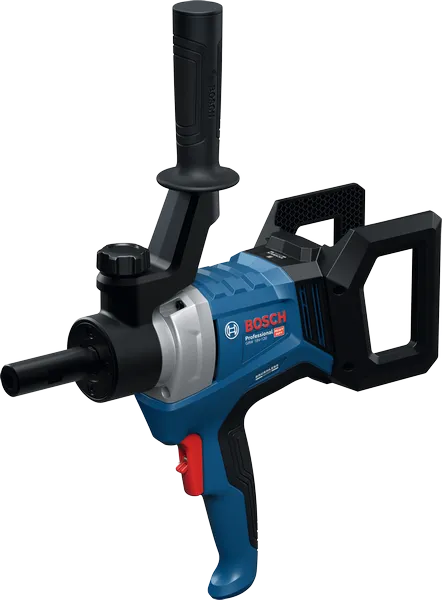 인체공학적 손잡이가 달린 Bosch GRW 18V-120 무선 믹서.