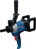 인체공학적 손잡이가 달린 Bosch GRW 18V-120 무선 믹서.