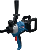 인체공학적 손잡이가 달린 Bosch GRW 18V-120 무선 믹서.
