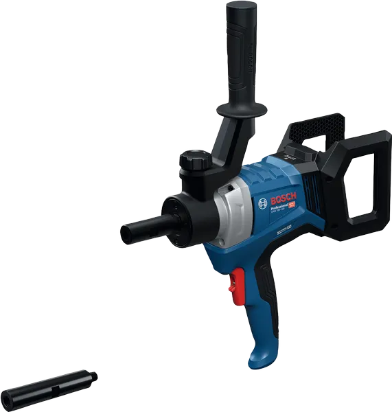 측면 핸들이 달린 Bosch GRW 18V-120 무선 믹싱 드릴.