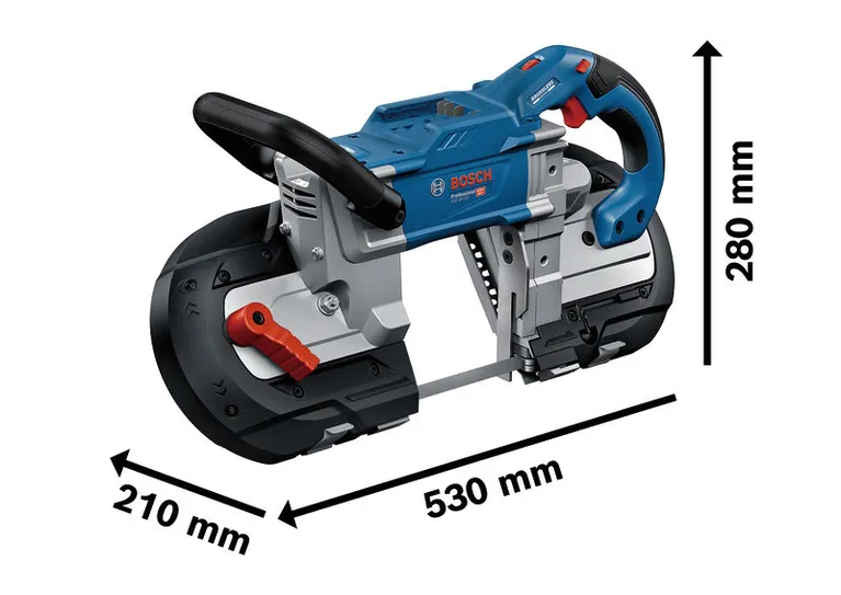 Bosch GCB 18V-127 무선 밴드톱의 크기 치수입니다.