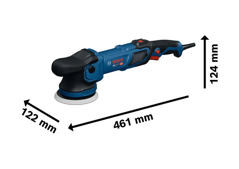 Bosch GPX9-125S 광택기의 크기입니다.