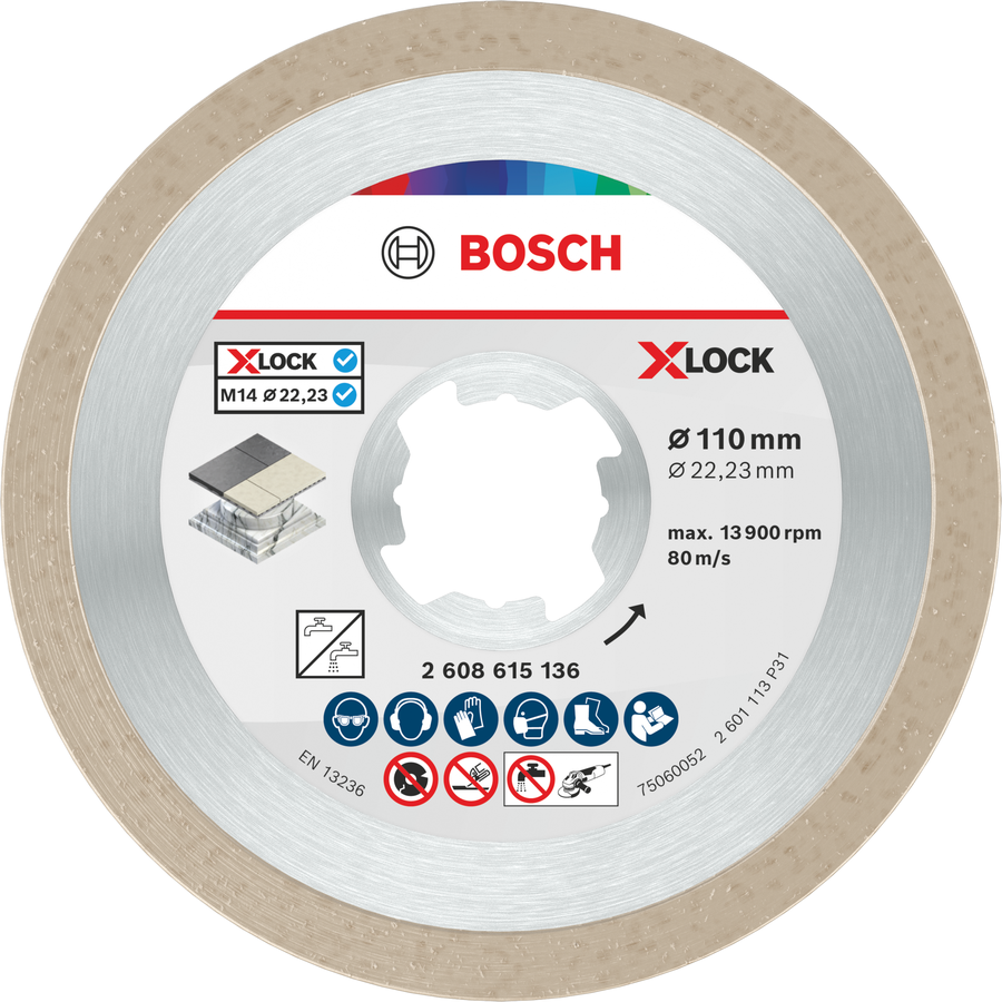 Bosch 타일용 110mm X-Lock 세라믹 절단 디스크.