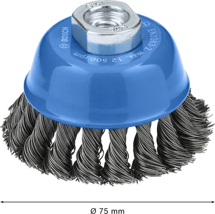 Bosch 메탈 헤비 컵 브러시 75 x 0.5 mm (앵글 그라인더용).