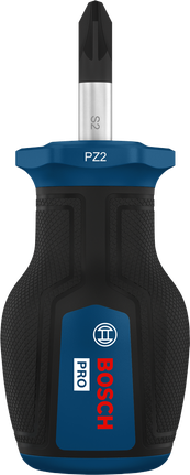 인체공학적 손잡이가 달린 Bosch PRO 스터비 스크루드라이버 PZ2 x 25 mm.