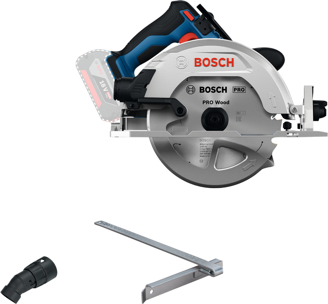 목재 절단용 Bosch GKS18V-68-2 원형 톱.