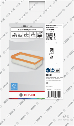Bosch GAS12-25LS 진공청소기용 평면 주름 필터.