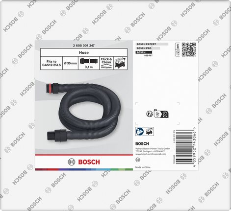 Bosch GAS12-25LS용 흡입 호스(직경 35mm, 길이 3.1m).