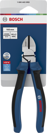 Bosch 160mm 대각선 사이드 커터, 다중 구성 요소 손잡이 포함.