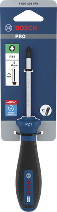 인체공학적 손잡이가 있는 Bosch PRO PZ1 x 75mm 스크루드라이버.